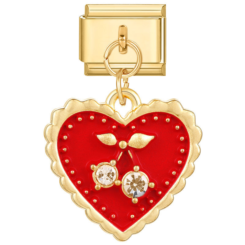 Red Cherry Heart Charm