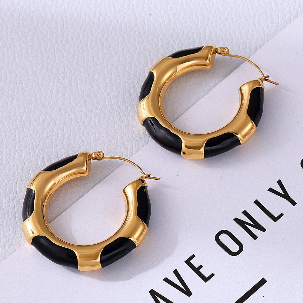 Gold & Black Hoops