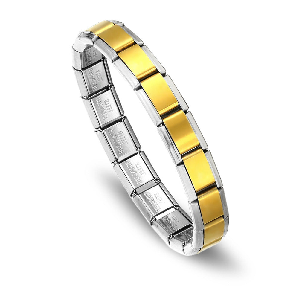 Gold with Silver Edge Italian Bracelet