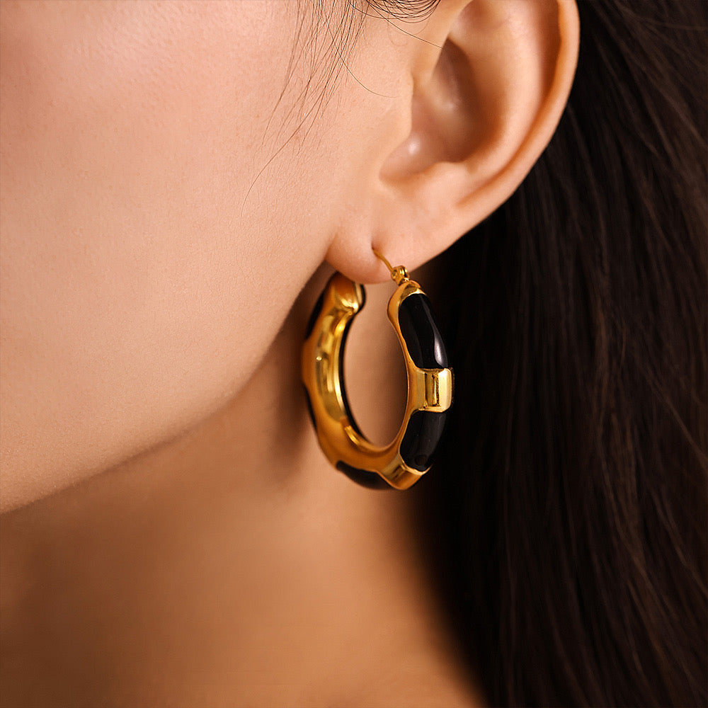 Gold & Black Hoops