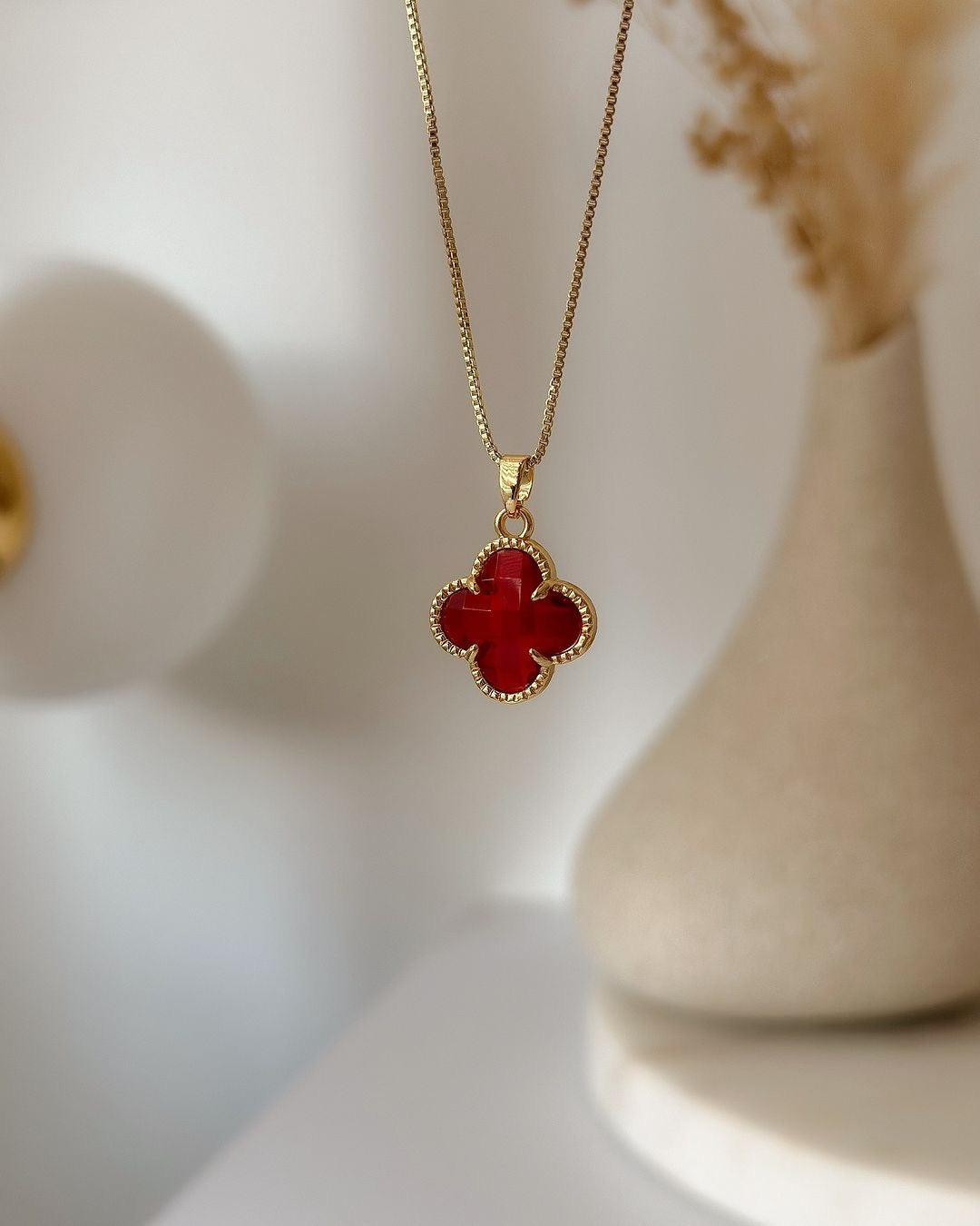 Clover Necklace Red