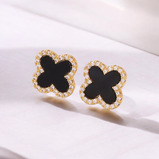 Clover Black Earrings